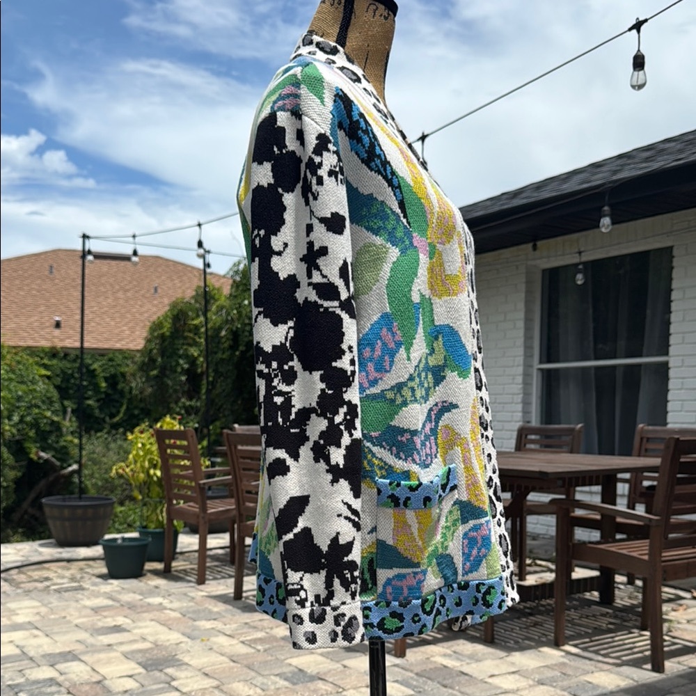 Maeve Anthropologie Savannah Contrast Colorful Patterned Cardigan Size XS - Picture 6 of 14